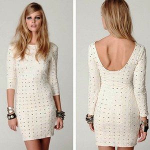 Holiday Dress! Free People sequins bodycon 3/4" sleeve dress